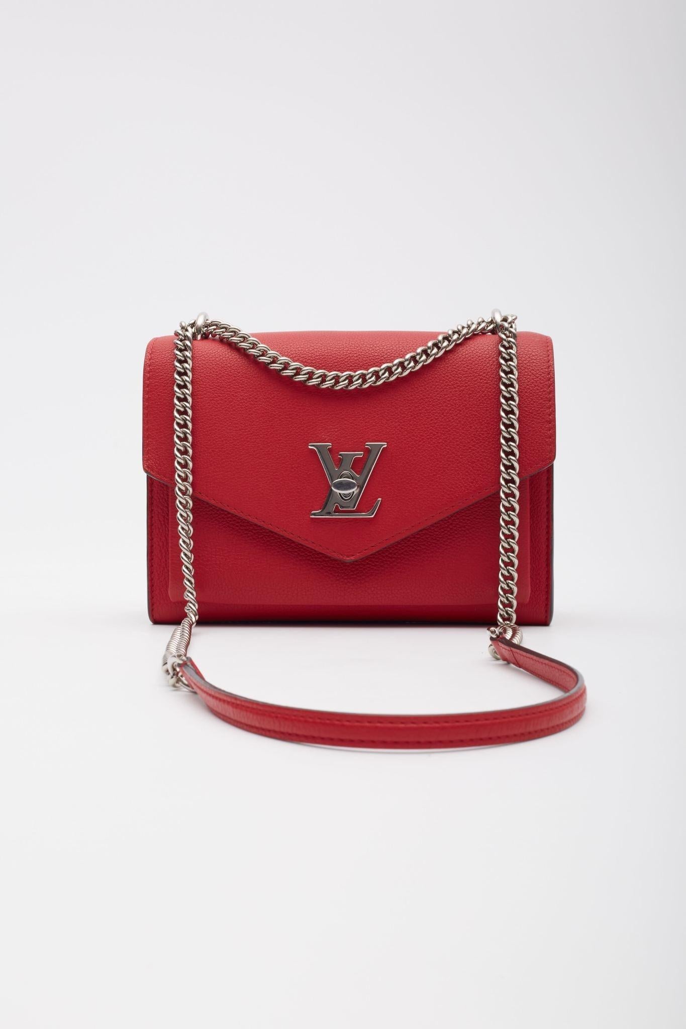Louis Vuitton Soft Calfskin Mylockme Chain Bag Bb Rubis For Sale 3