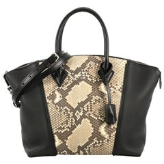 Louis Vuitton Soft Lockit Handbag Leather and Python PM