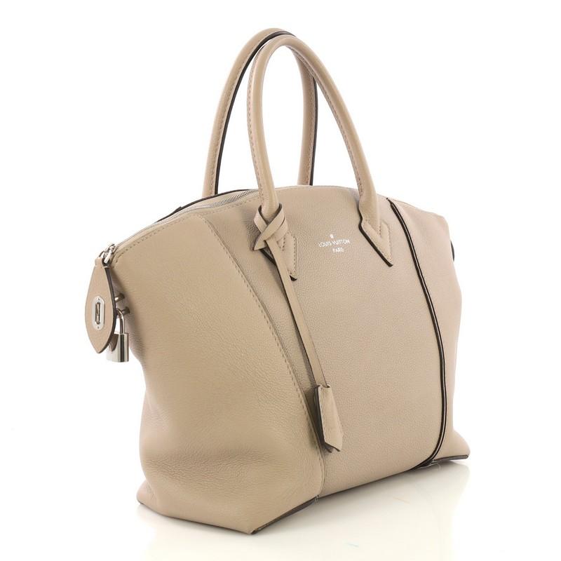 Beige Louis Vuitton Soft Lockit Handbag Leather PM