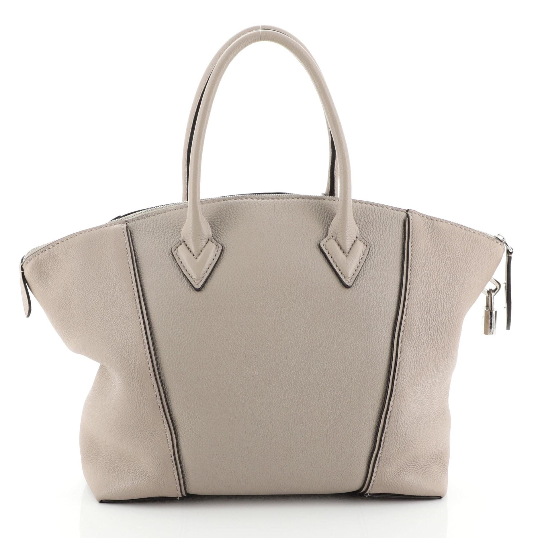 Brown Louis Vuitton Soft Lockit Handbag Leather PM