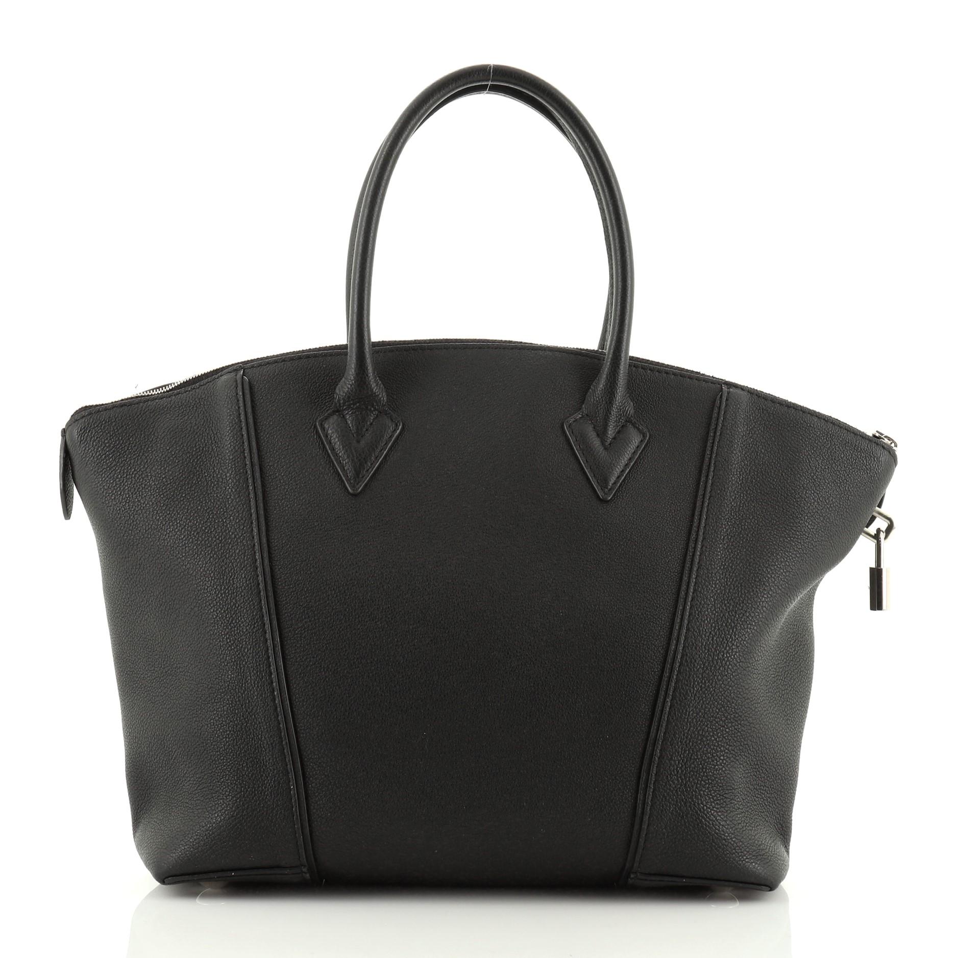 Black Louis Vuitton Soft Lockit Handbag Leather PM
