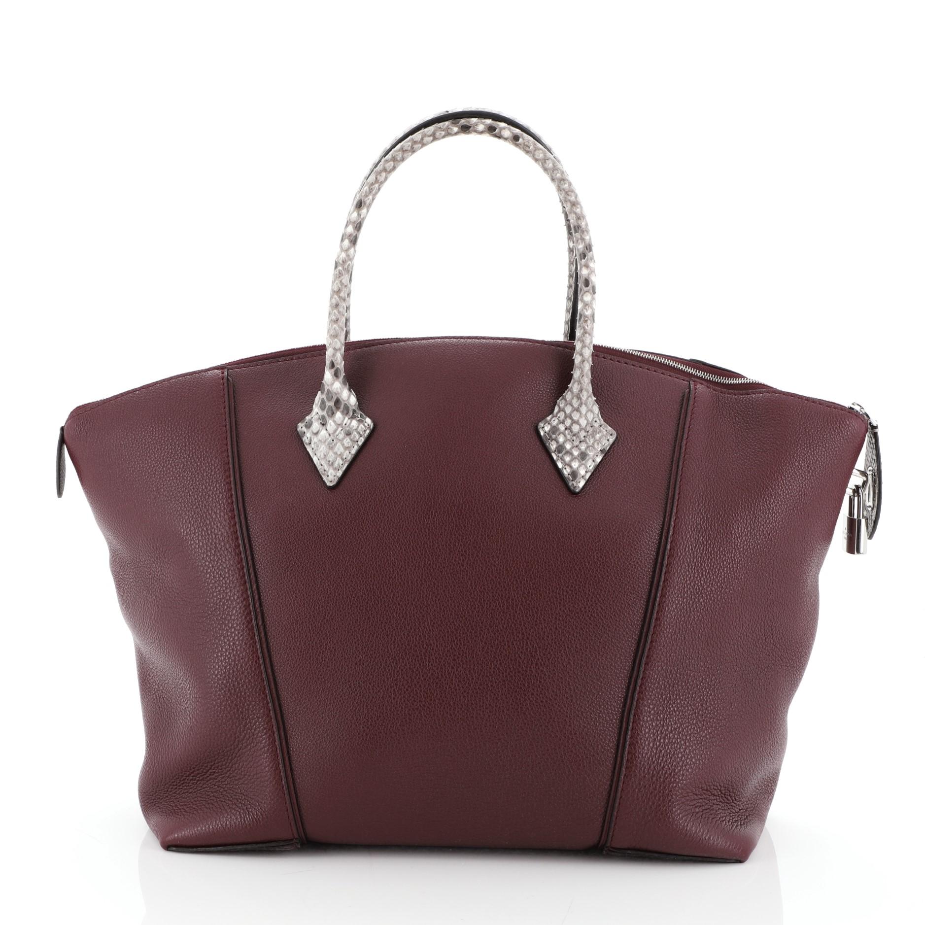 Black Louis Vuitton Soft Lockit Handbag Leather with Python MM