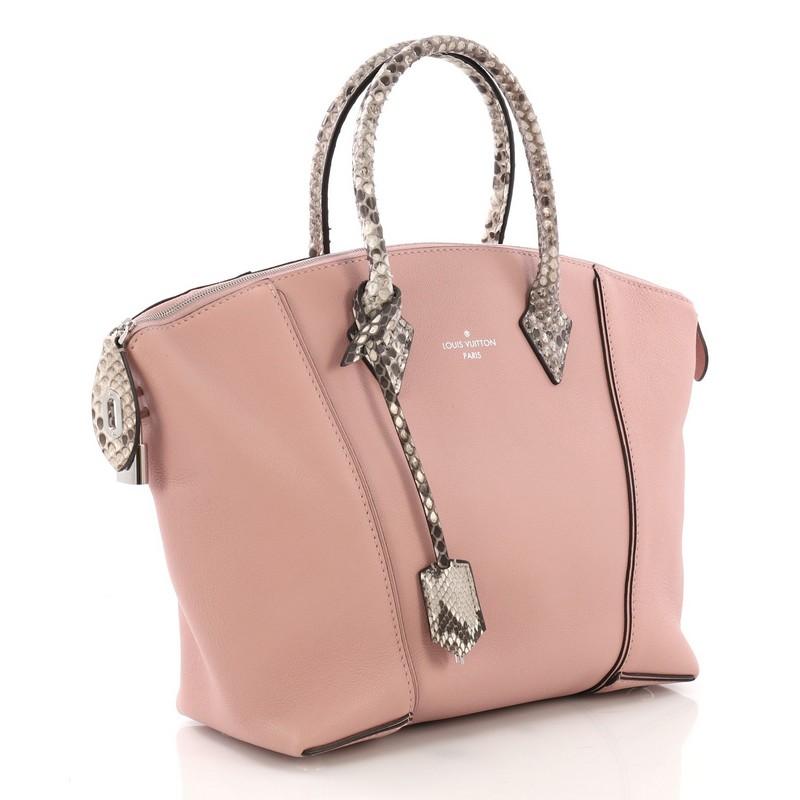 Brown Louis Vuitton Soft Lockit Handbag Leather with Python PM