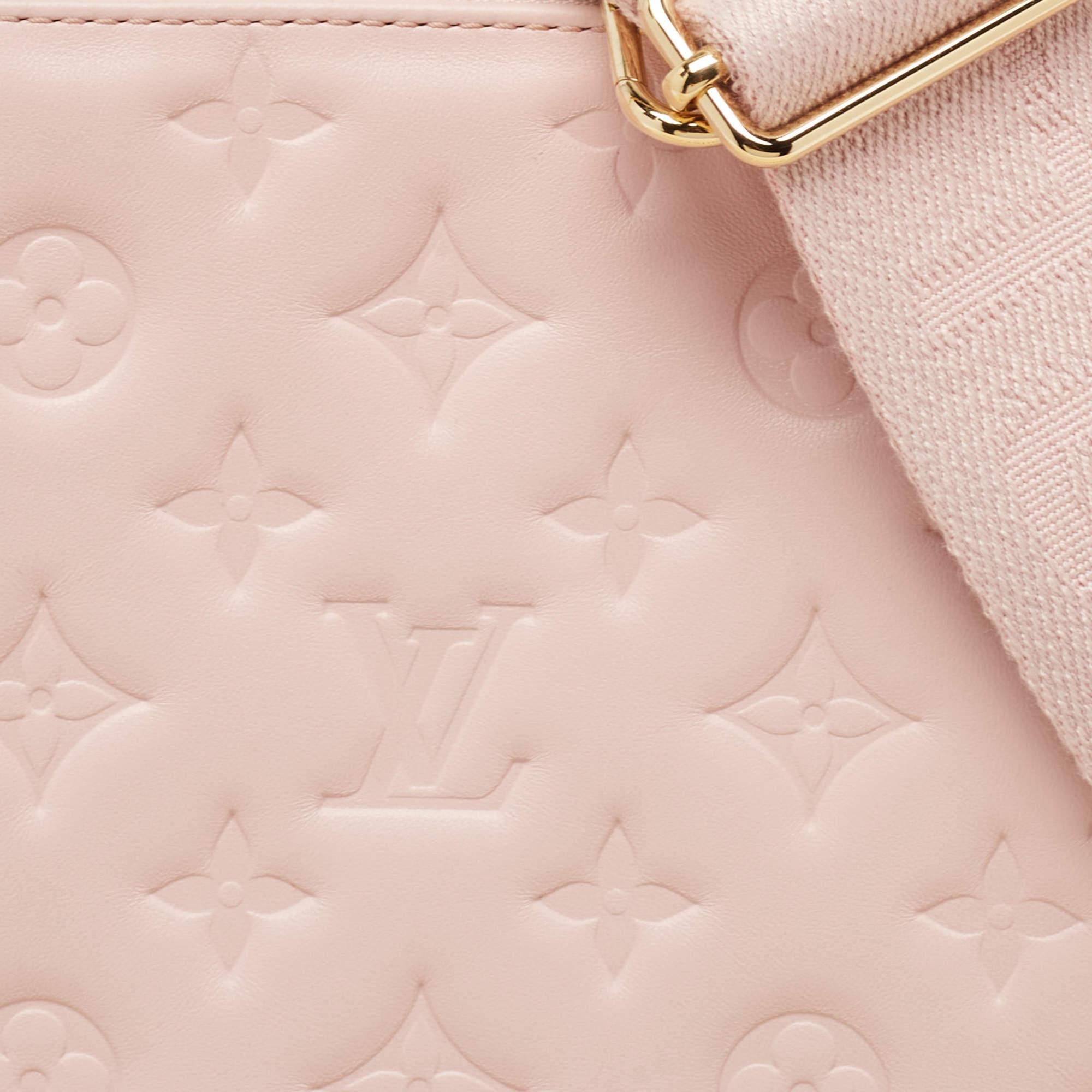 Women's Louis Vuitton Soft Rose Pink Monogram Embossed Leather Coussin PM Bag For Sale
