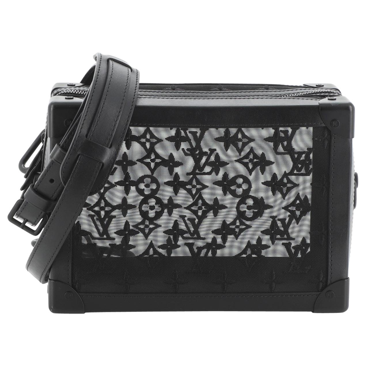 Louis Vuitton Black Monogram Embossed Leather Mini Soft Trunk Bag For Sale  at 1stDibs