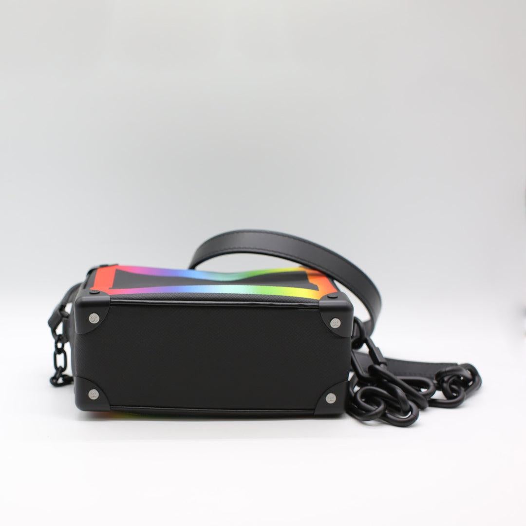 Black Louis Vuitton Soft Trunk Bag Rare Rainbow Taiga Leather For Sale