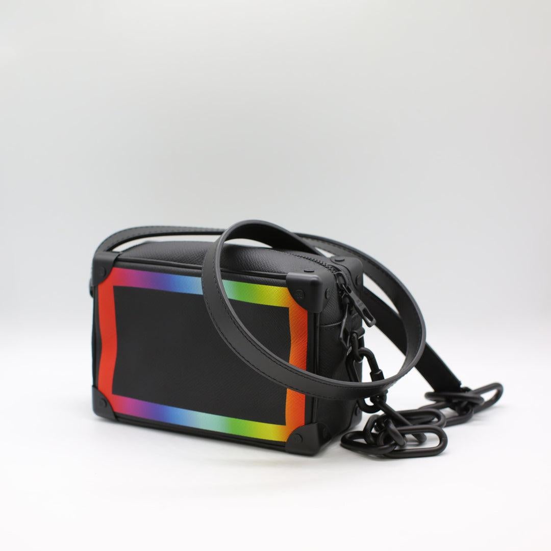 Women's or Men's Louis Vuitton Soft Trunk Bag Rare Rainbow Taiga Leather For Sale