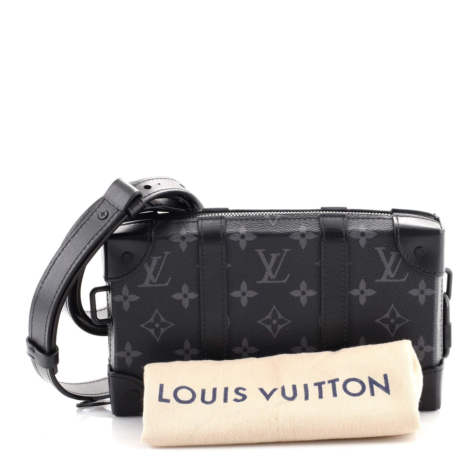 Condition: Very good. Light odor in interior. Creasing on exterior, moderate wear on base and opening corner trims, scuffs on leather trims. Minor marks and wear in interior, scratches on hardware.
Accessories: Dust Bag, With Strap
Measurements: