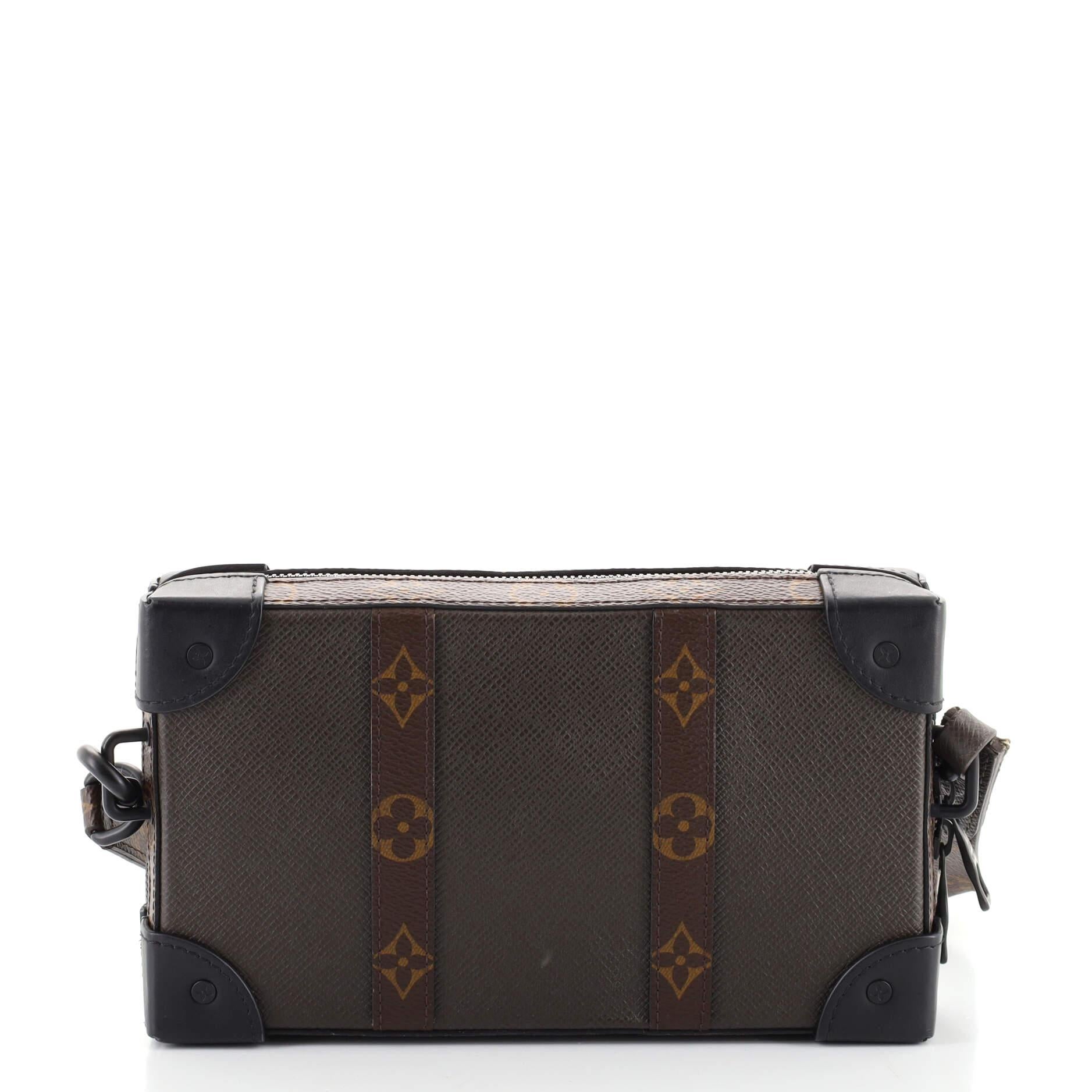 Black Louis Vuitton Soft Trunk Wallet Taiga Leather with Monogram Canvas