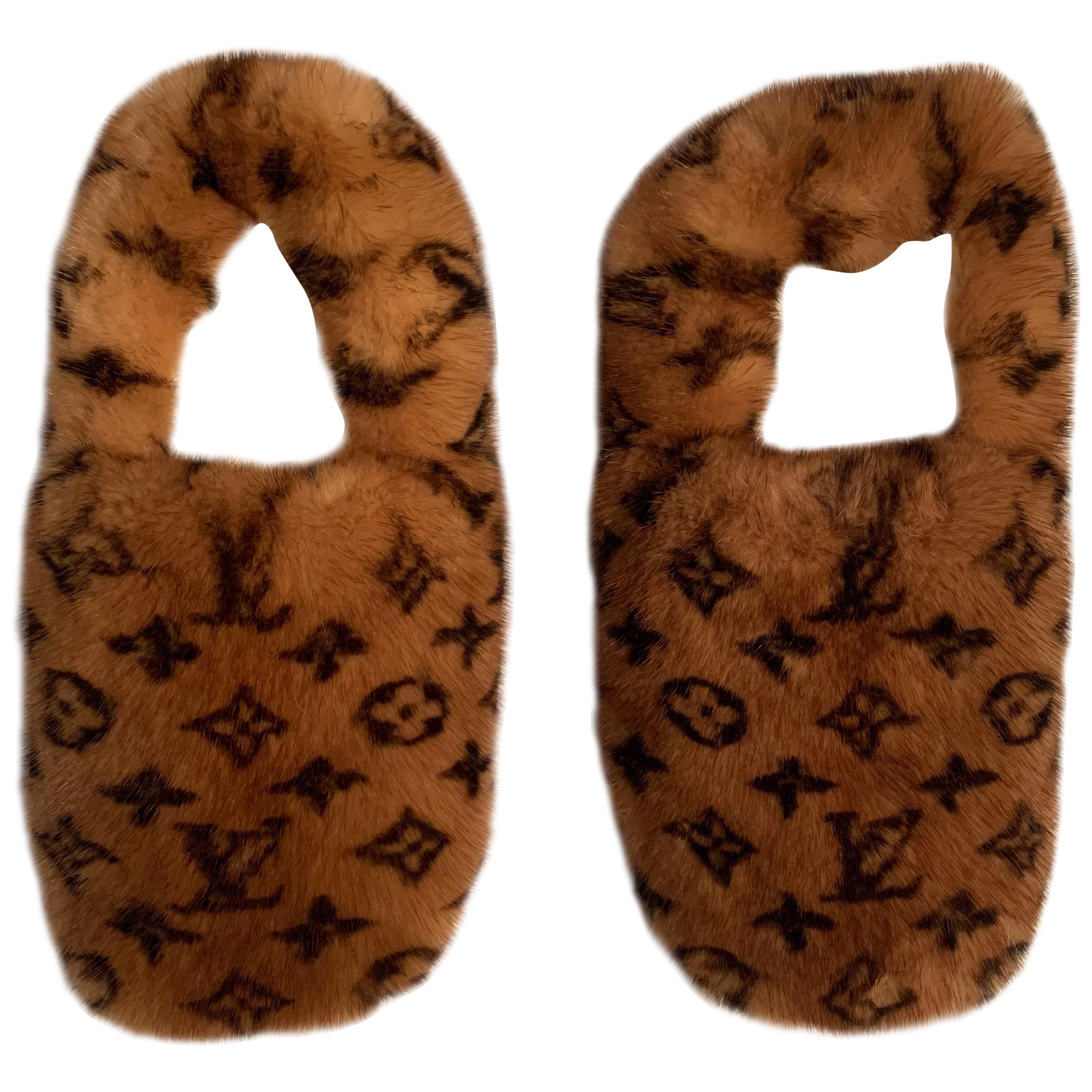 Louis Vuitton Mink Fur Slippers - For Sale on 1stDibs