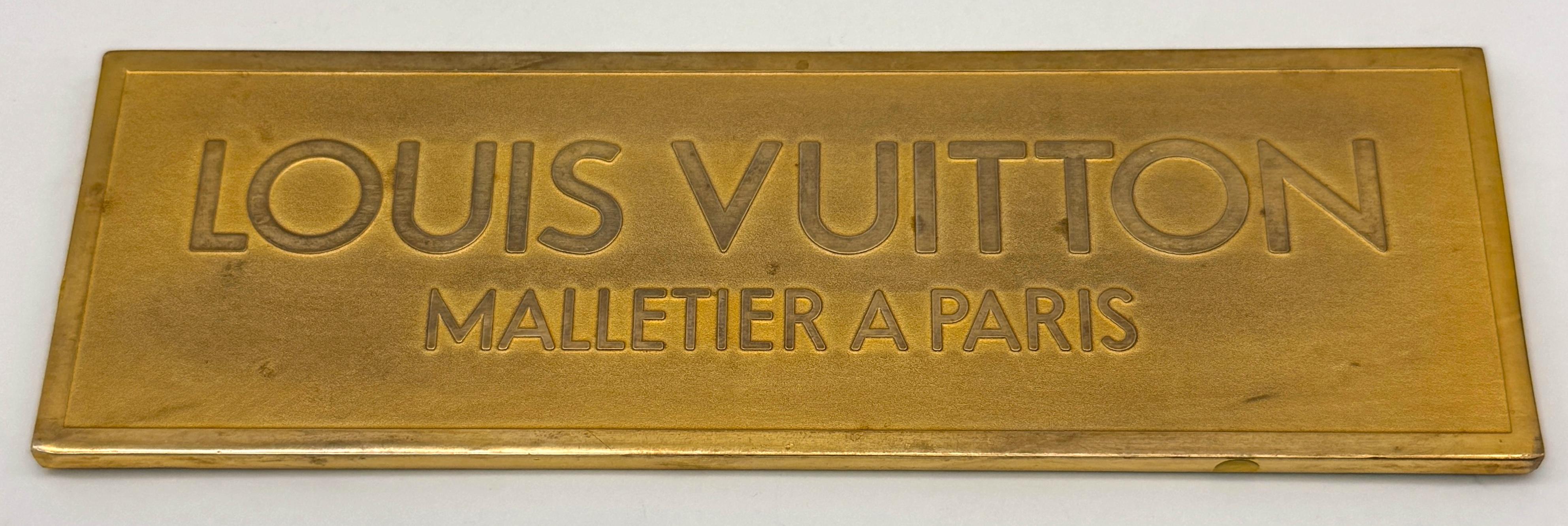Louis Vuitton Solid Bronze and Gold-Plated Storefront Plaque, “Malletier à Paris For Sale 3