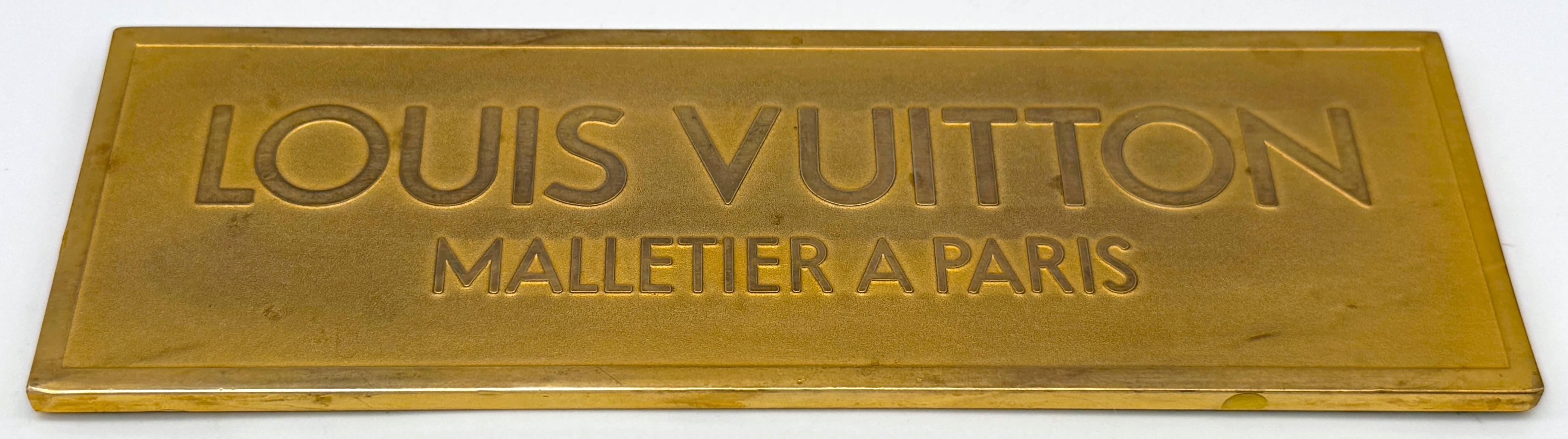 French Louis Vuitton Solid Bronze and Gold-Plated Storefront Plaque, “Malletier à Paris For Sale