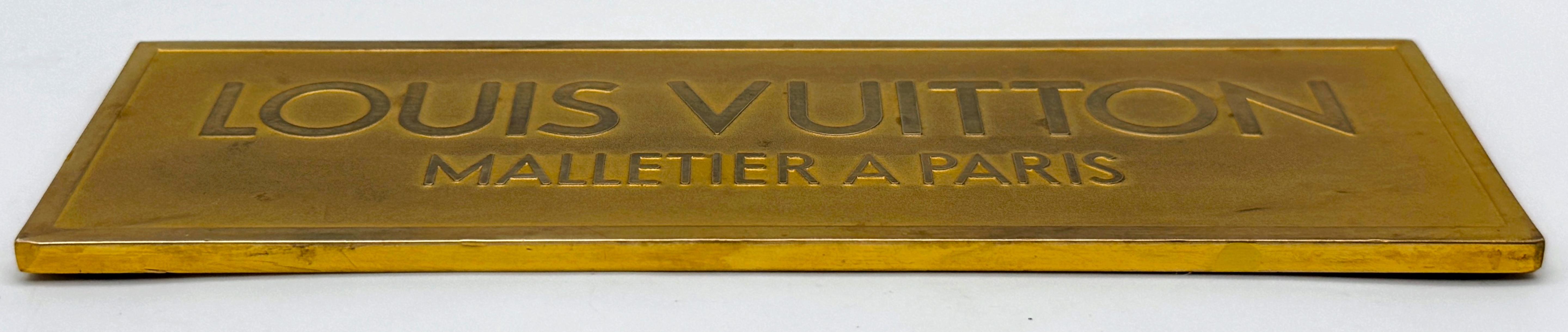 Cast Louis Vuitton Solid Bronze and Gold-Plated Storefront Plaque, “Malletier à Paris For Sale