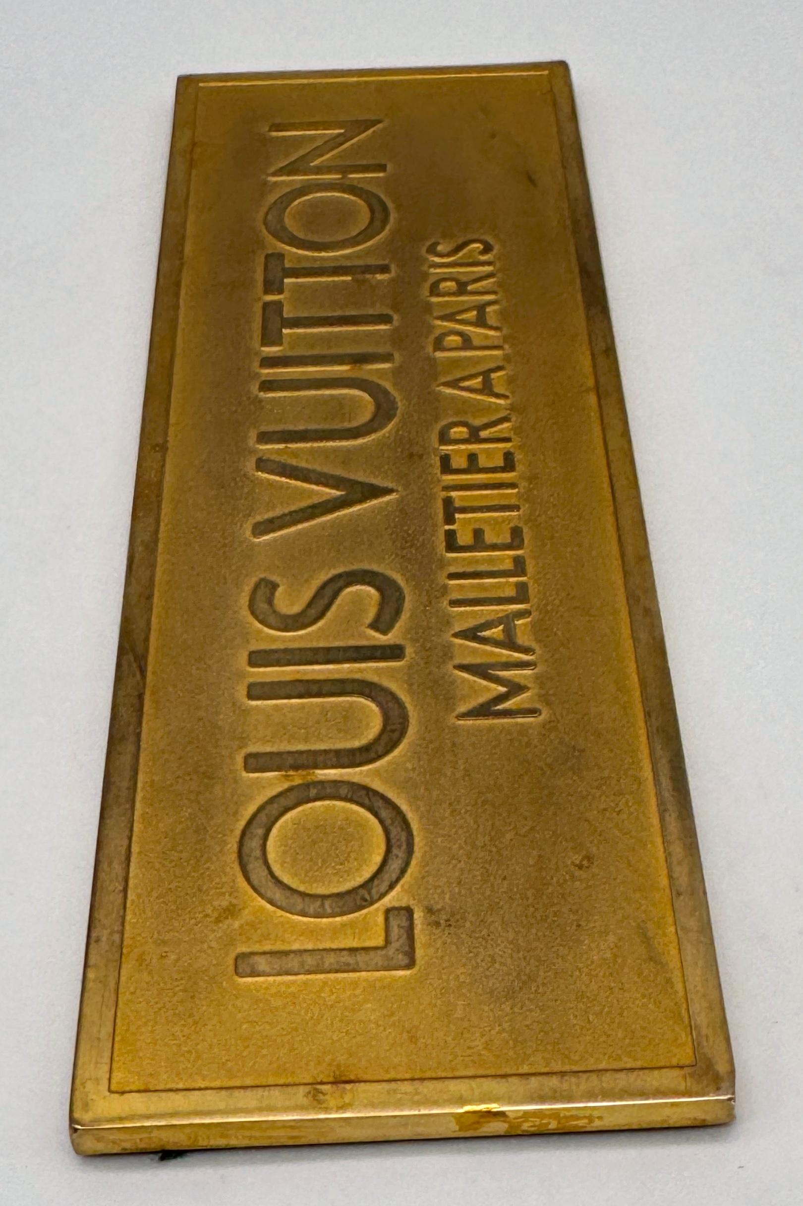 Louis Vuitton Solid Bronze and Gold-Plated Storefront Plaque, “Malletier à Paris In Good Condition For Sale In West Palm Beach, FL
