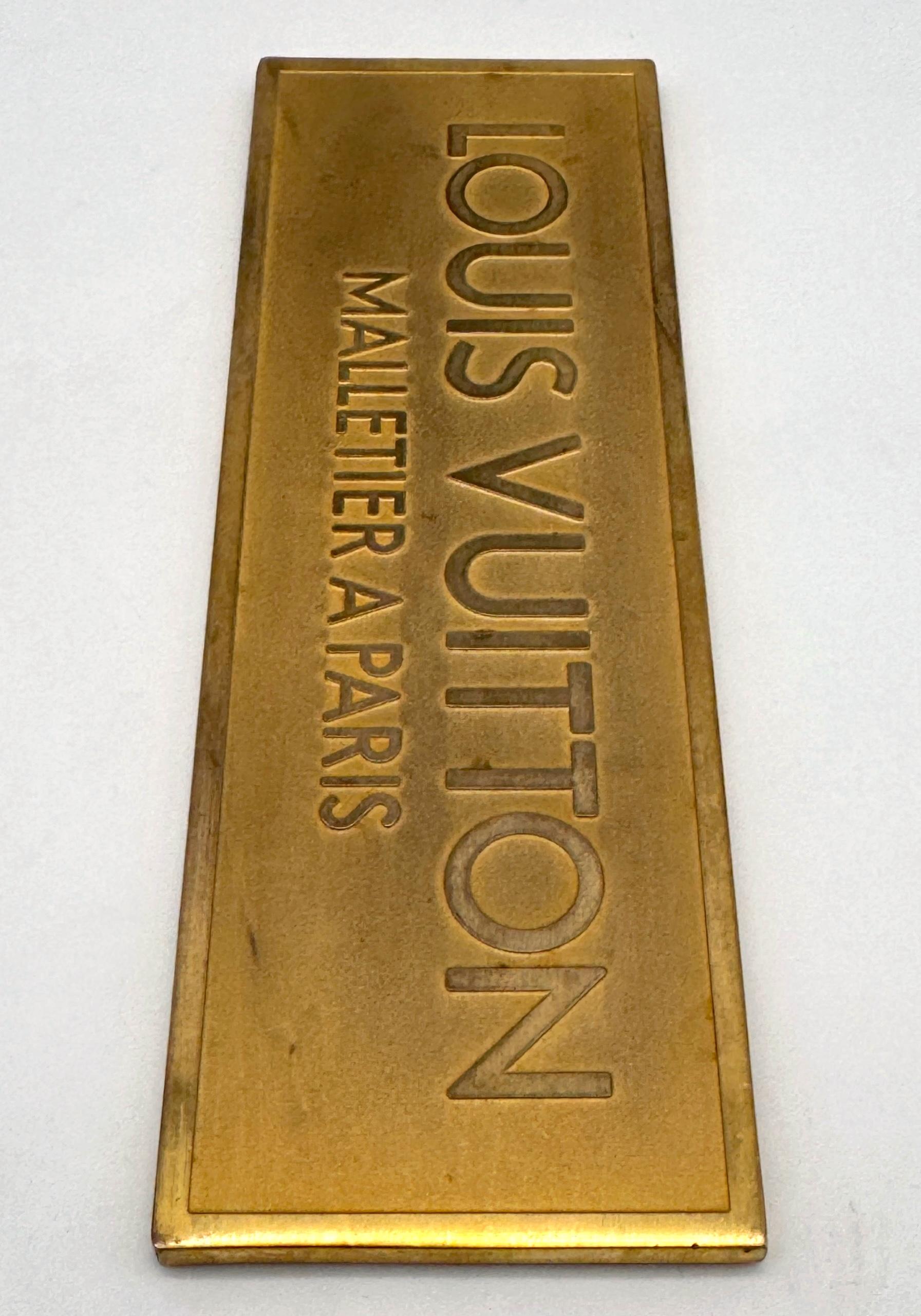 Louis Vuitton Solid Bronze and Gold-Plated Storefront Plaque, “Malletier à Paris For Sale 1