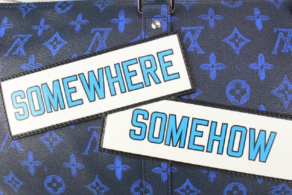 Louis Vuitton Somewhere Somehow Blue Monogram Keepall Bandouliere 50 Duffle 6