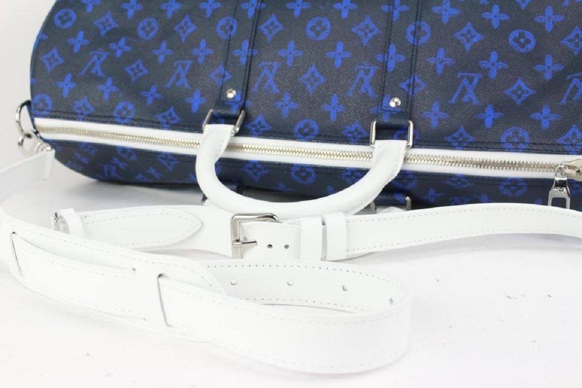 Louis Vuitton Somewhere Somehow Blue Monogram Keepall Bandouliere 50 Duffle 1