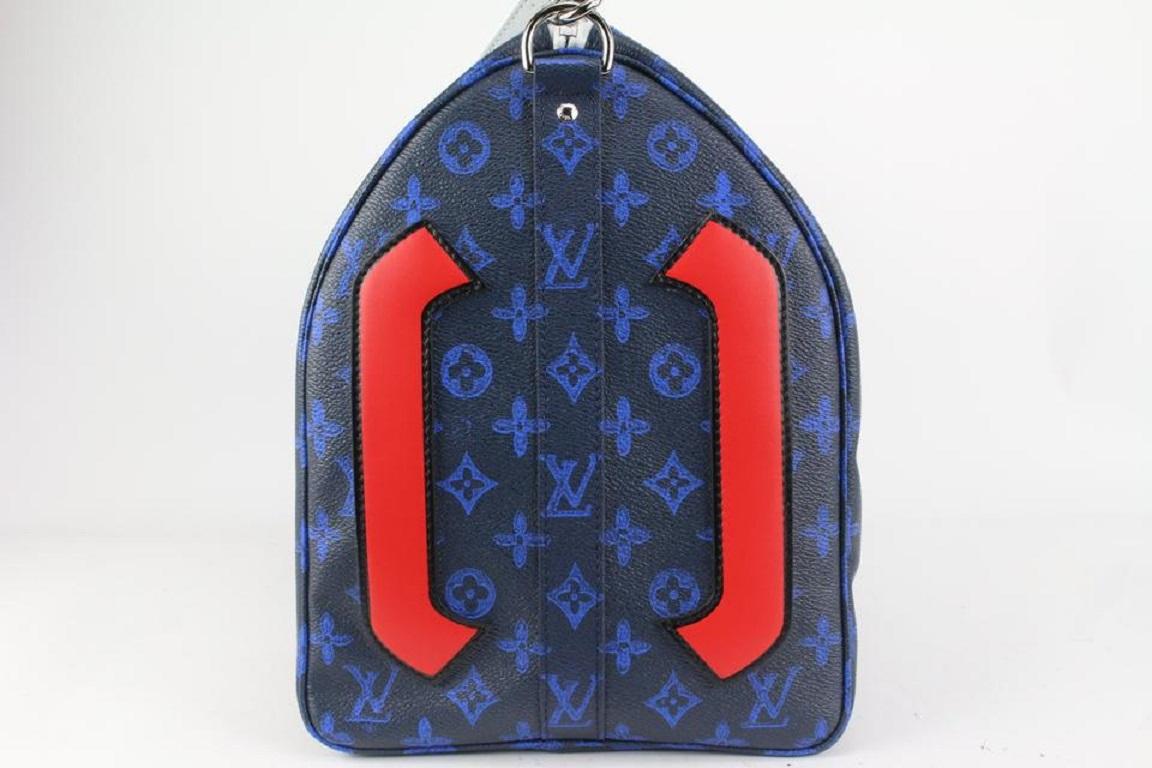 Louis Vuitton Somewhere Somehow Blue Monogram Keepall Bandouliere 50 Duffle 2