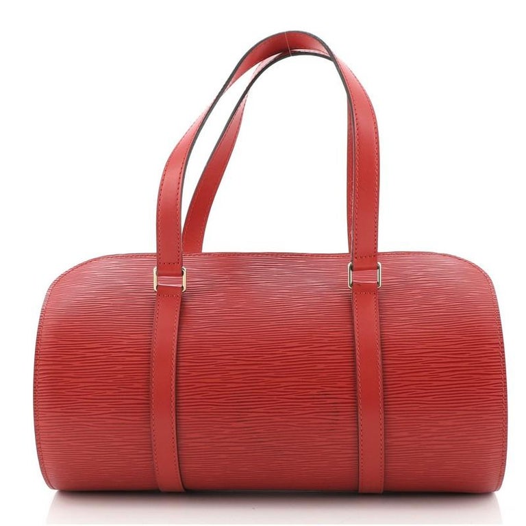 Red Louis Vuitton Soufflot Handbag Epi Leather
