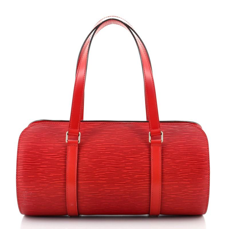 Red Louis Vuitton Soufflot Handbag Epi Leather
