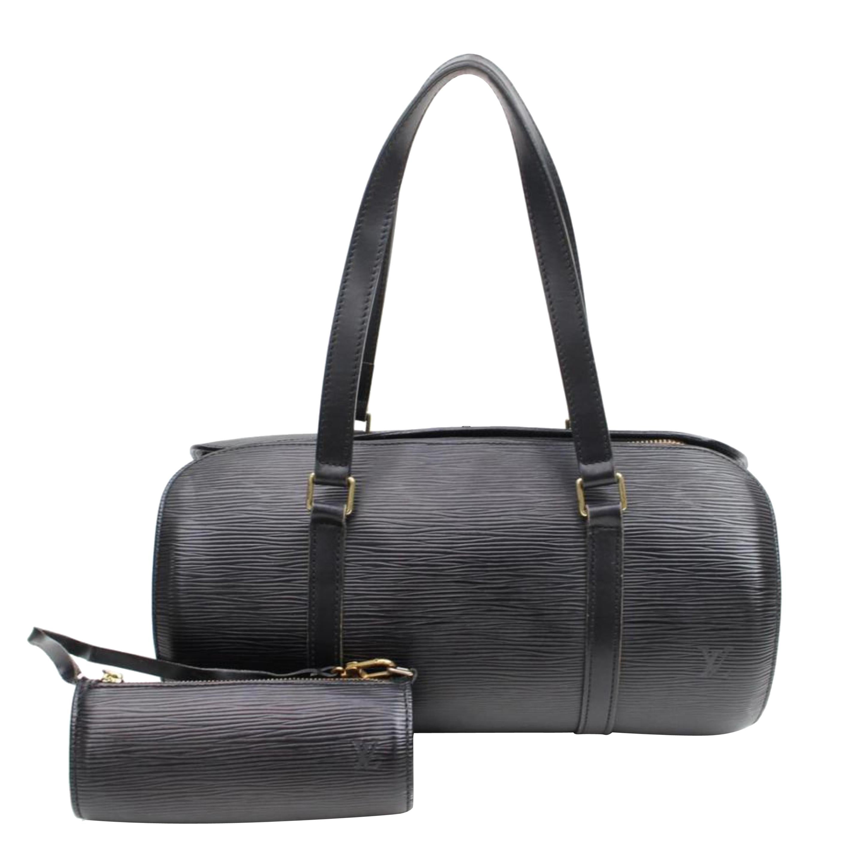 Louis Vuitton Soufflot Noir with Mini Pouch 868635 Black Leather Shoulder Bag For Sale