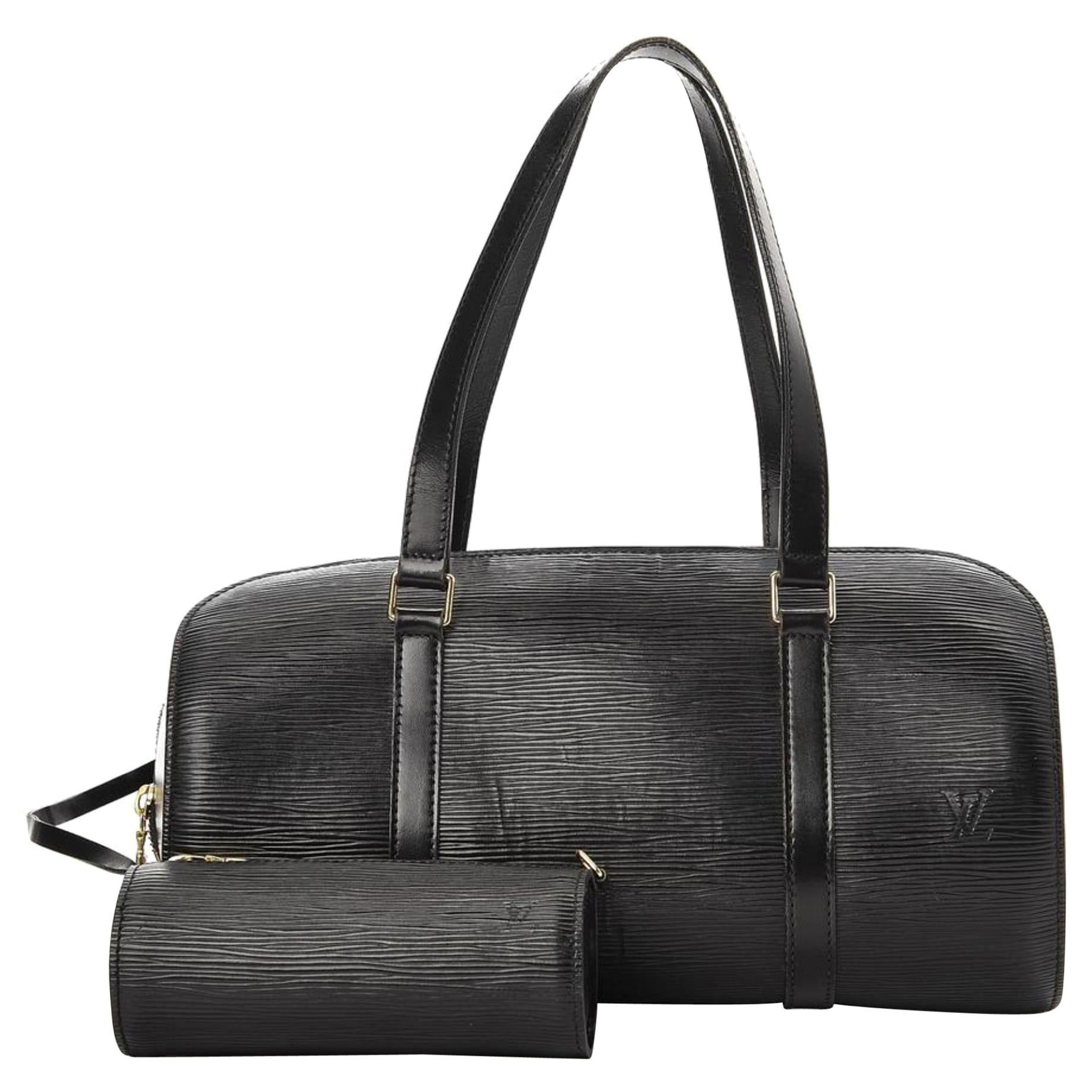 Louis Vuitton Soufflot Noir with Pouch 5le0104 Black Leather Shoulder Bag For Sale