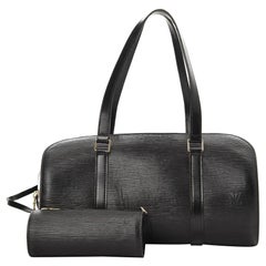 Louis Vuitton - Sac à bandoulière en cuir noir « Soufflot Noir » avec pochette 5le0104