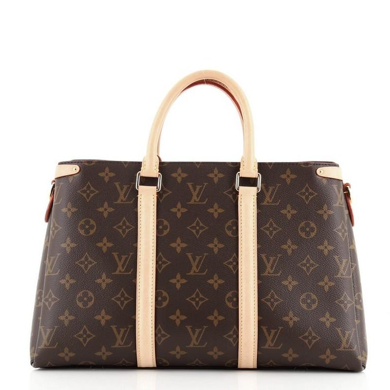Louis Vuitton Soufflot MM Satchel Brown Monogram Canvas Black Shoulder  Handbag