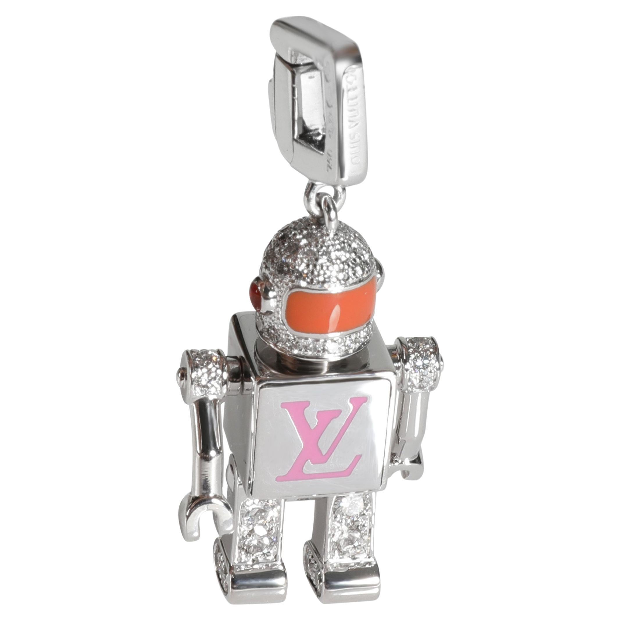 Louis Vuitton Space Man Sapphire Diamond Gold Charm Pendant with