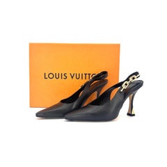 Louis Vuitton Sparkle Slingback Chain Monogram Pointed Toe Pumps 37