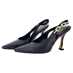 Louis Vuitton Sparkle Slingback Chain Monogram Pointed Toe Pumps 37