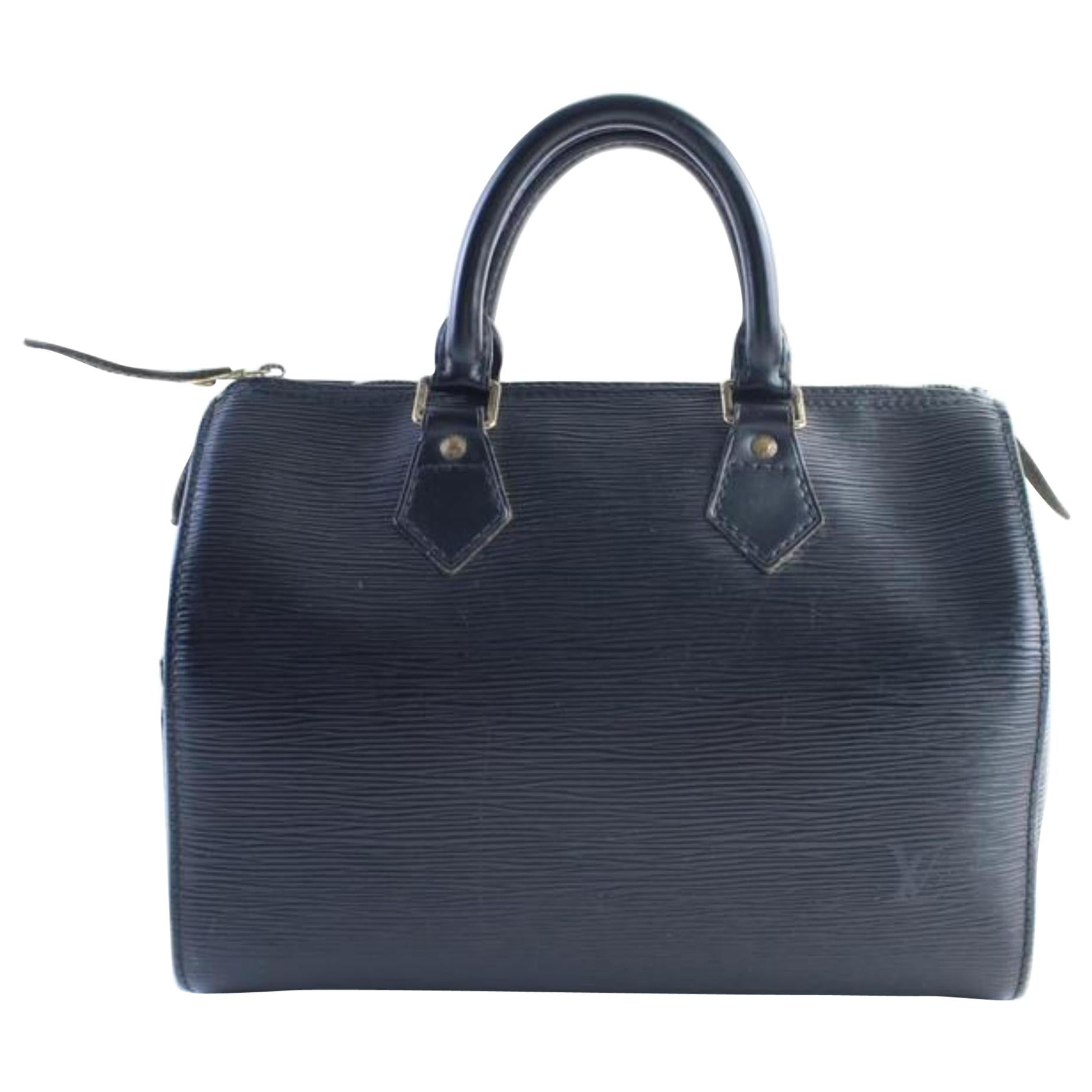Louis Vuitton Speedy 25 24lr0618 Black Epi Leather Weekend/Travel Bag For Sale