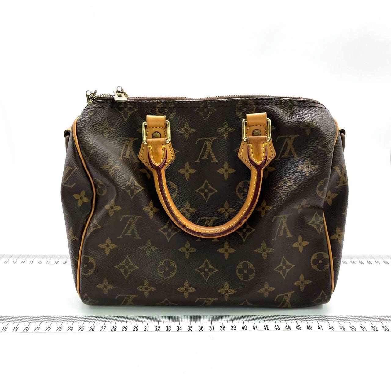 Nero Louis Vuitton Speedy 25 Bandouliere Marrone con Monogram e Cinturino in vendita