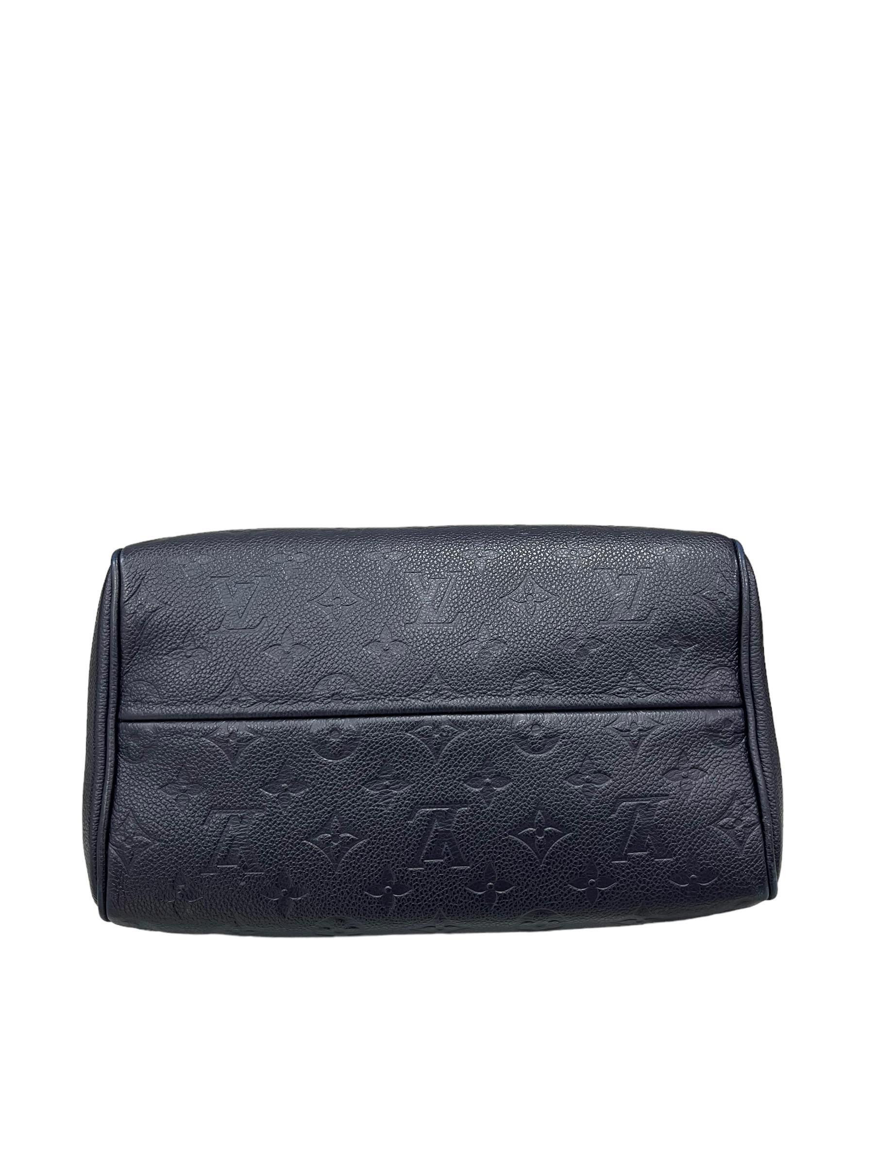 Louis Vuitton Speedy 25 Bandoulière Empreinte Blue Leather Top Handle Bag In Good Condition In Torre Del Greco, IT