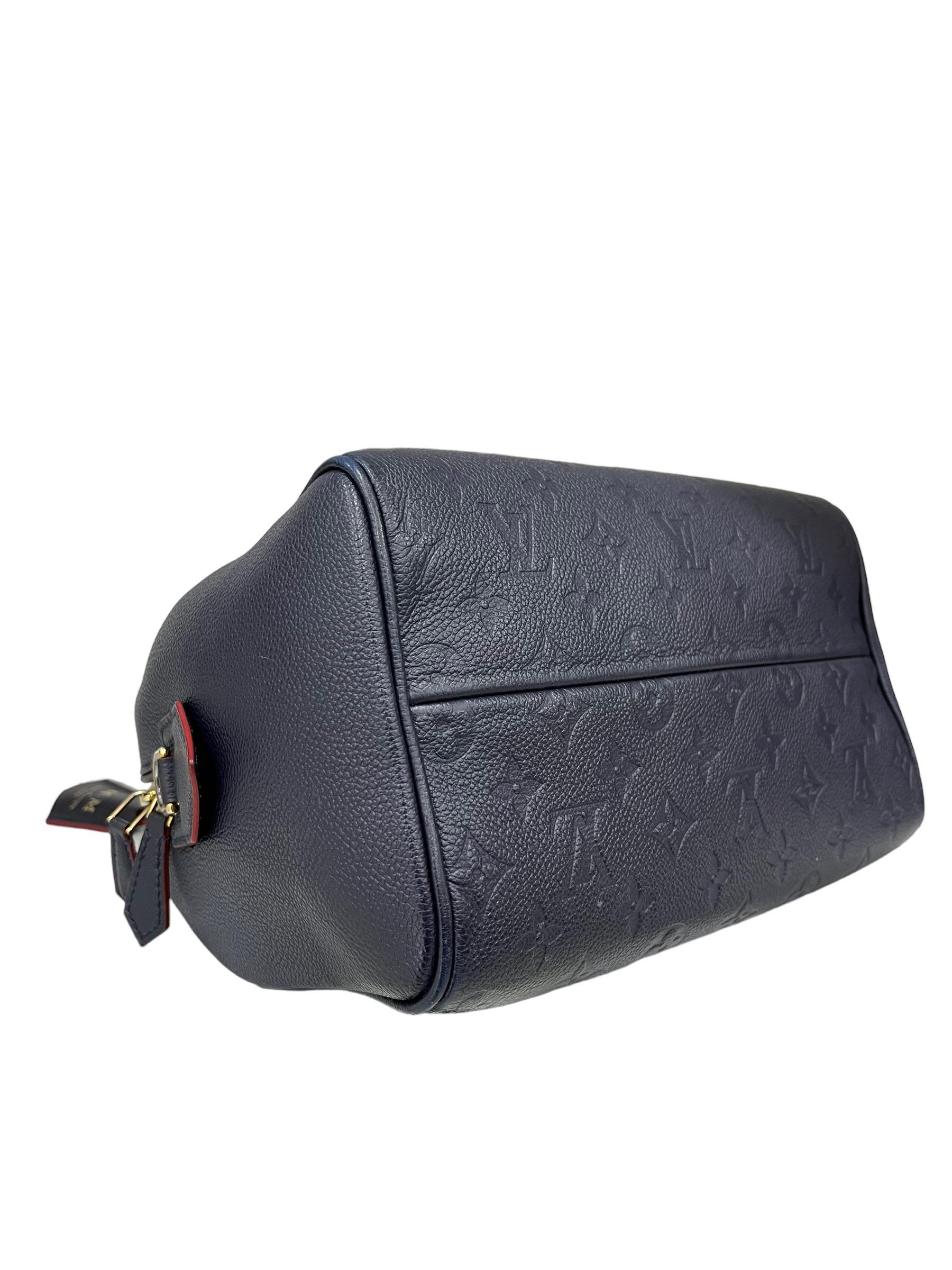 Women's Louis Vuitton Speedy 25 Bandoulière Empreinte Blue Leather Top Handle Bag