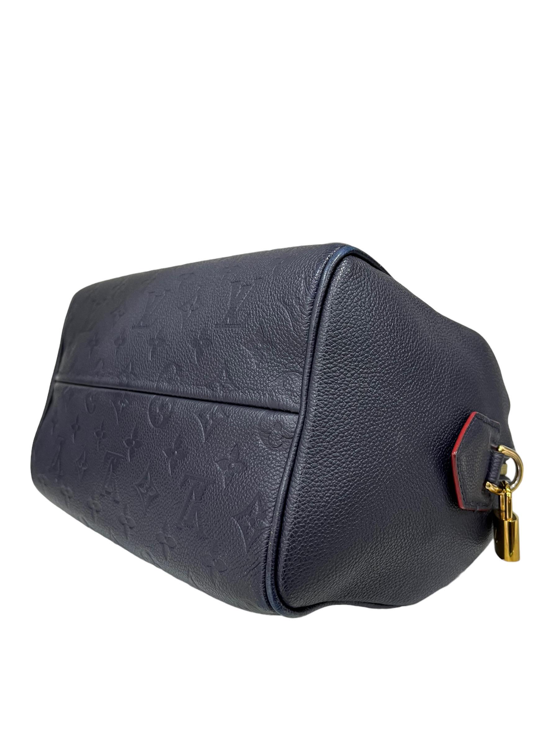Louis Vuitton Speedy 25 Bandoulière Empreinte Blue Leather Top Handle Bag 1