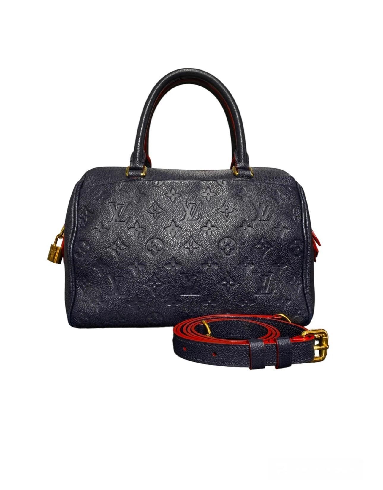 Louis Vuitton Speedy 25 Bandoulière Empreinte Blue Leather Top Handle Bag 2