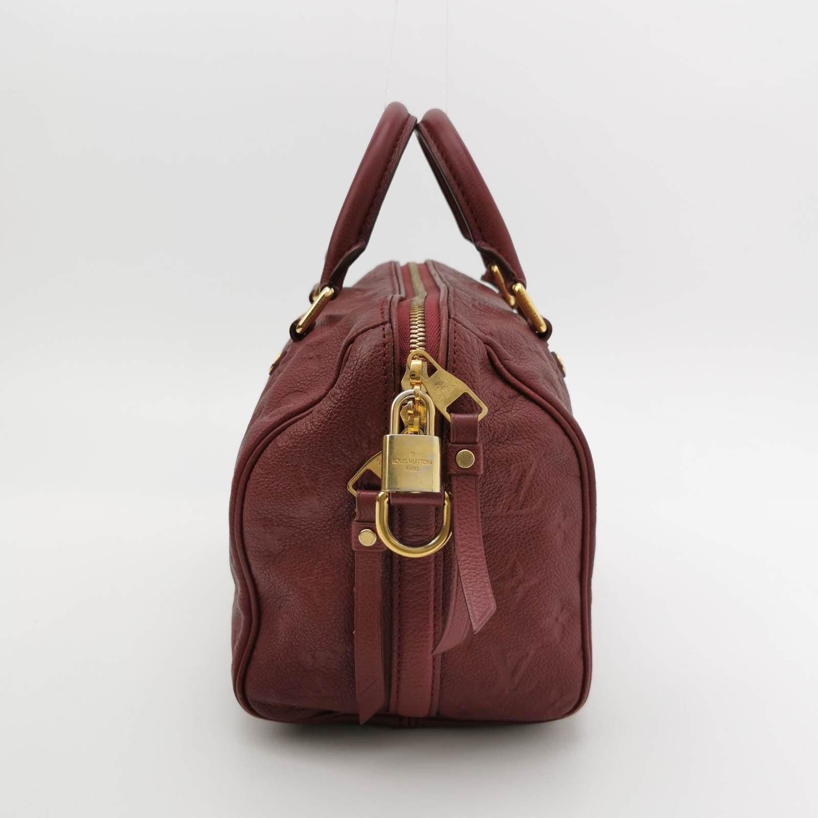 Brown Louis Vuitton Speedy 25 Bandouliere Empreinte Leather Burgundy For Sale