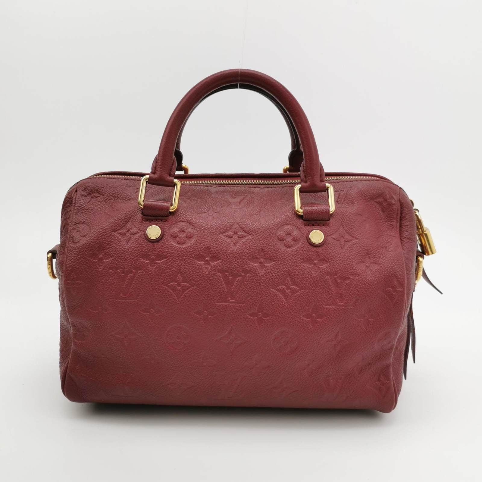 Louis Vuitton Speedy 25 Bandouliere Empreinte Leather Burgundy In Good Condition For Sale In AUBERVILLIERS, FR