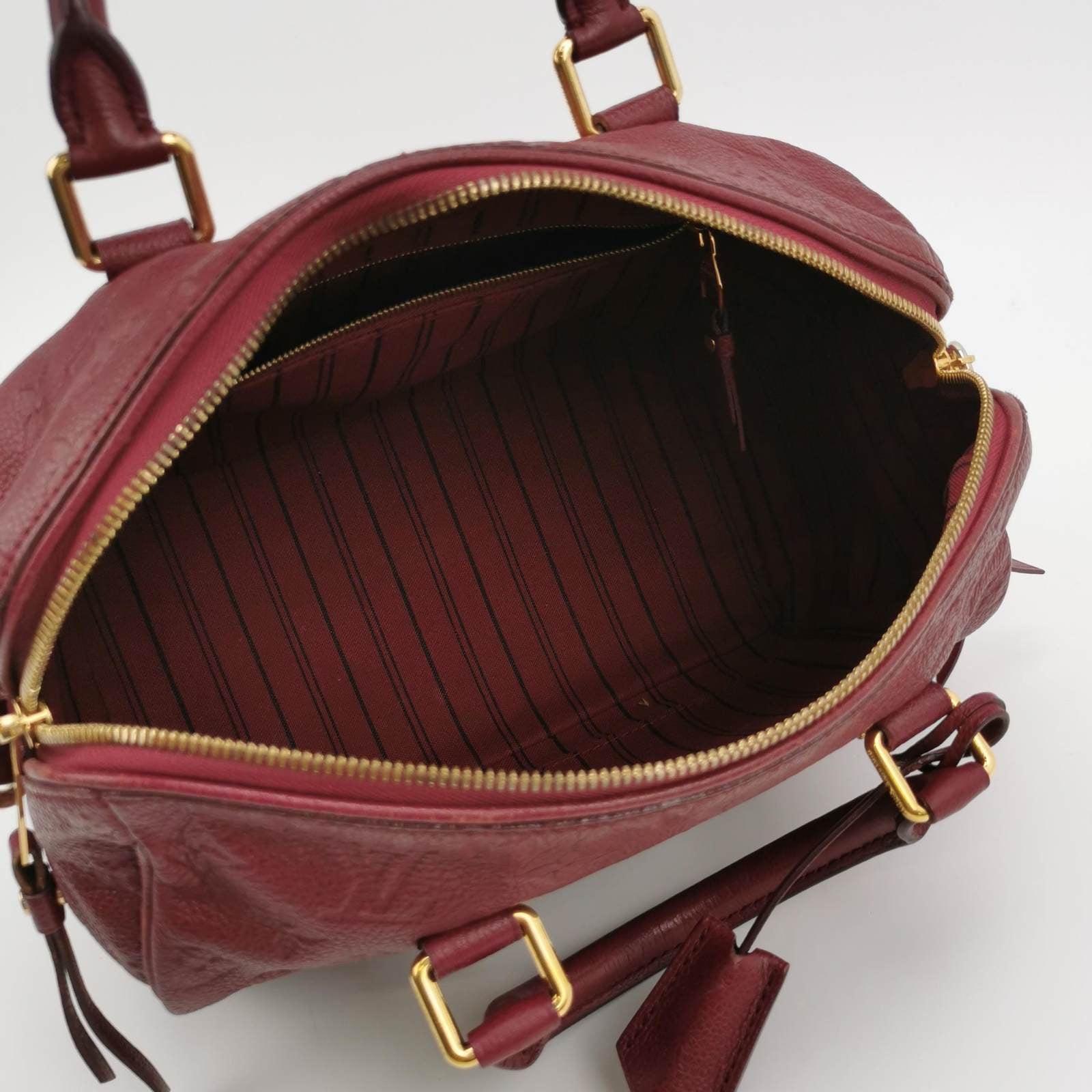 Louis Vuitton Speedy 25 Bandouliere Empreinte Leather Burgundy For Sale 1
