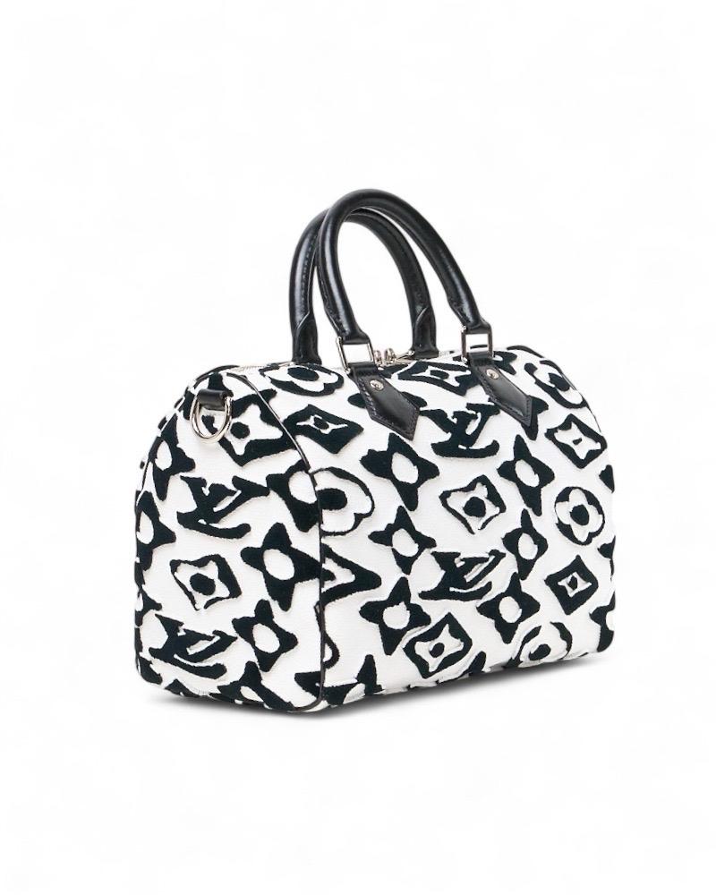 Gray Louis Vuitton Speedy 25 Bandouliere Fischer Bianco Borsa a spalla For Sale