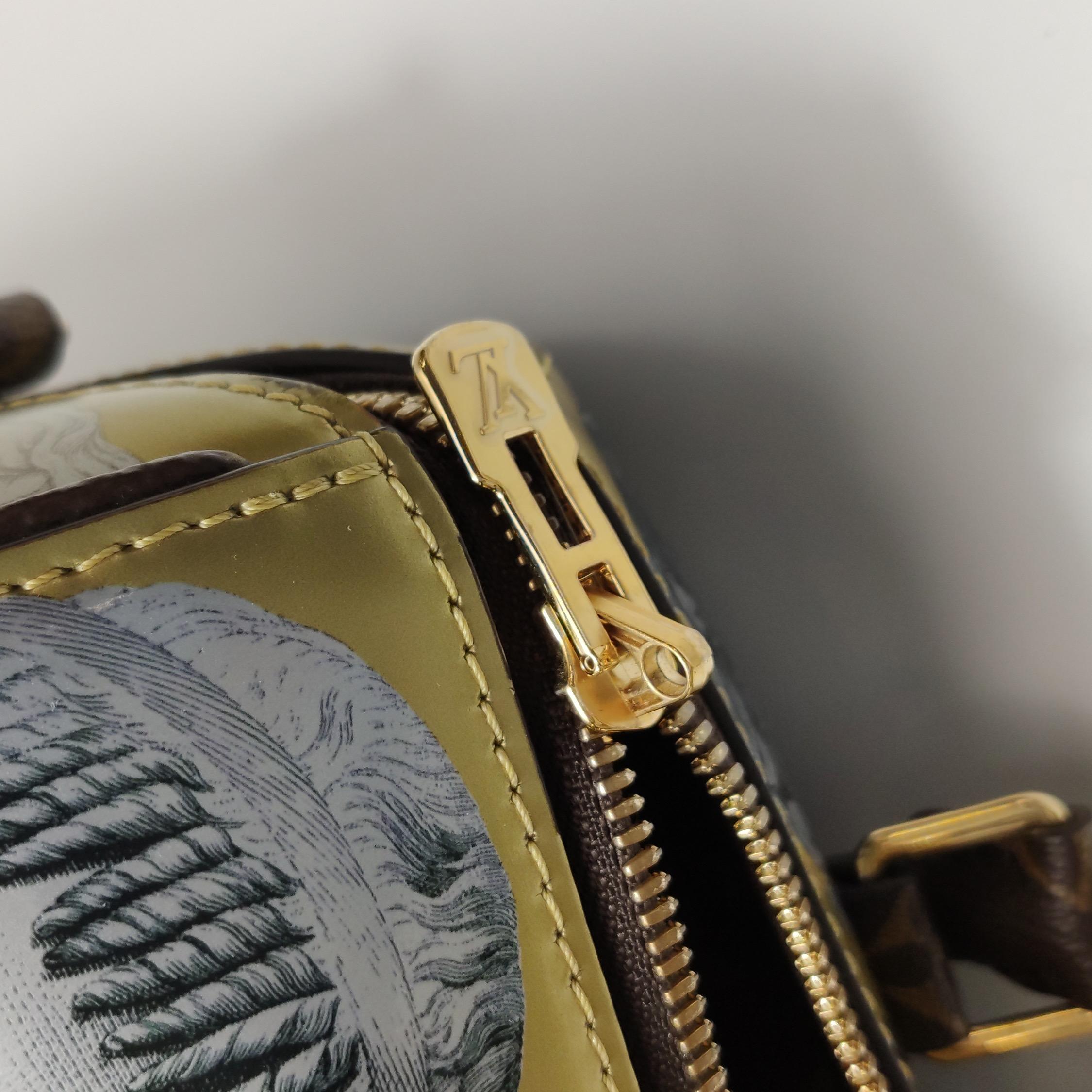 Louis Vuitton Speedy 25 Bandouliere Fornasetti Museum Gold For Sale 6