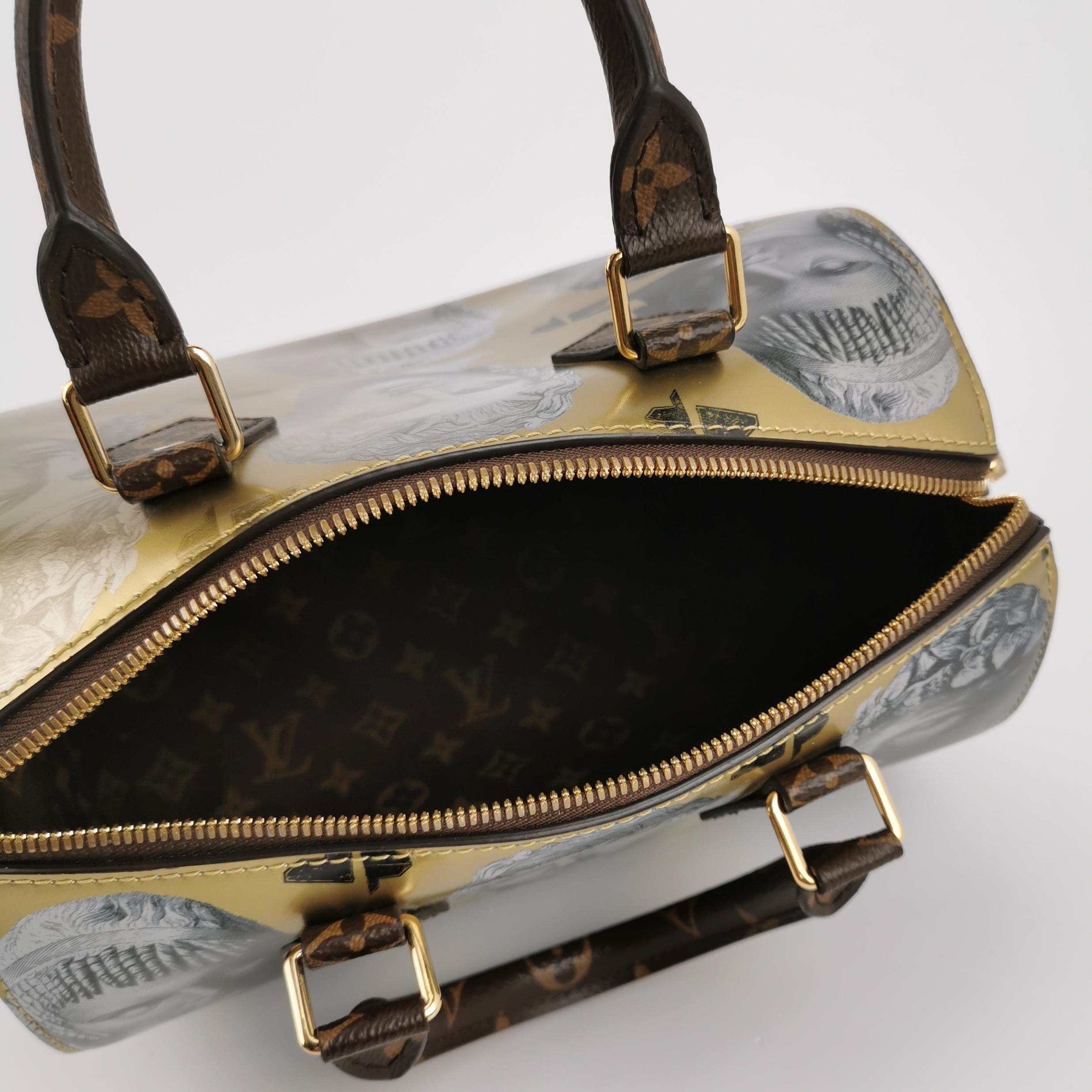 Louis Vuitton Speedy 25 Bandouliere Fornasetti Museum Gold For Sale 3