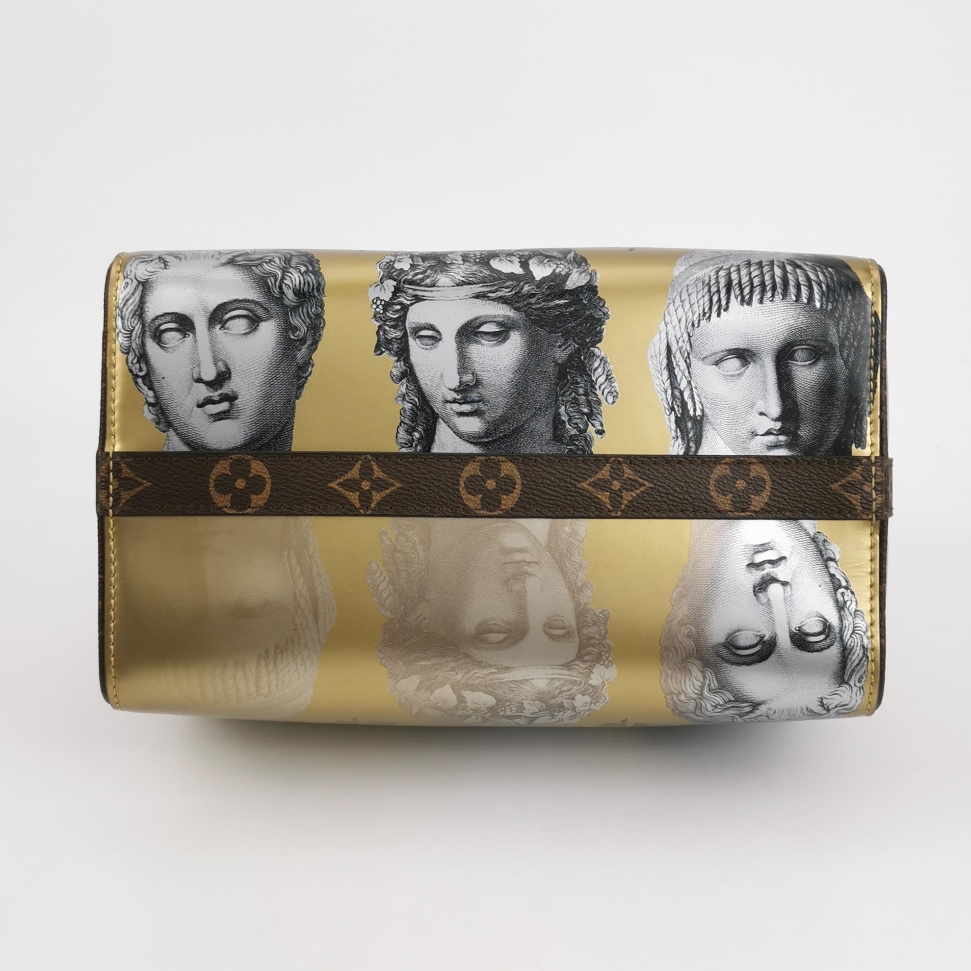Louis Vuitton Speedy 25 Bandouliere Fornasetti Museum Gold For Sale 4