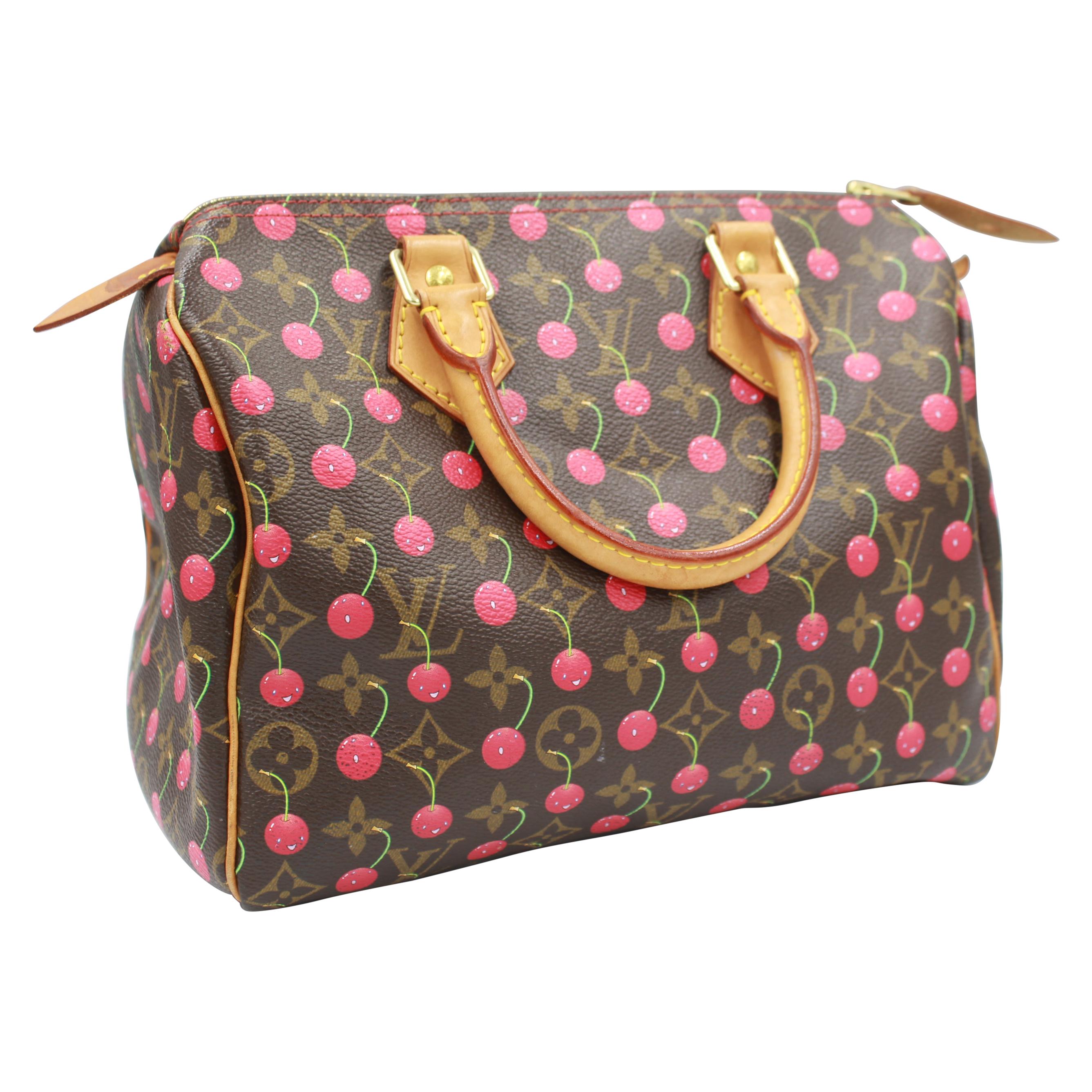 Louis Vuitton Speedy 25 handbag with cherries, by haruki Murakami For Sale