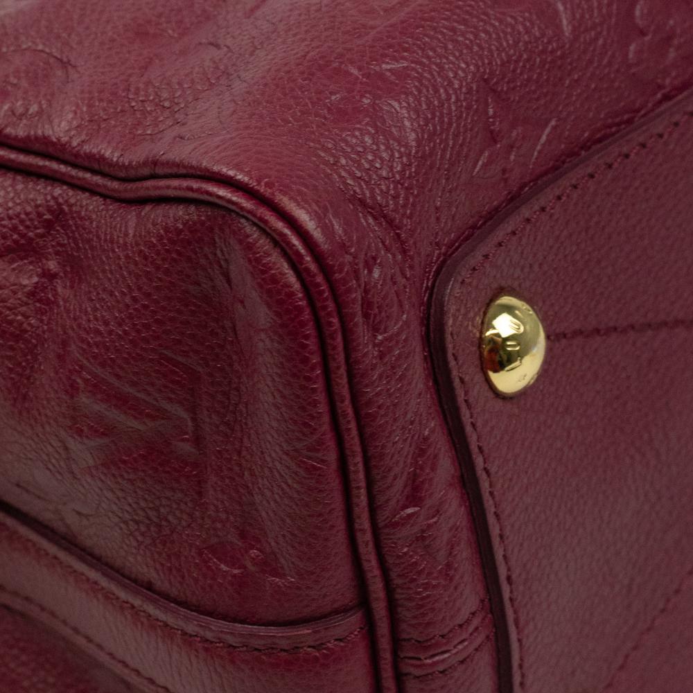 LOUIS VUITTON, Speedy 25 aus burgunderrotem Leder im Angebot 4