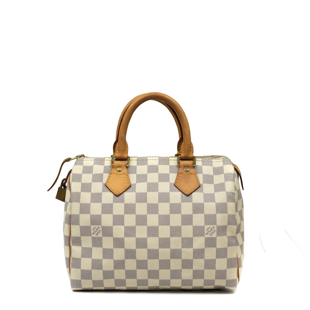 LOUIS VUITTON, Speedy 25 in white damier canvas For Sale at 1stDibs