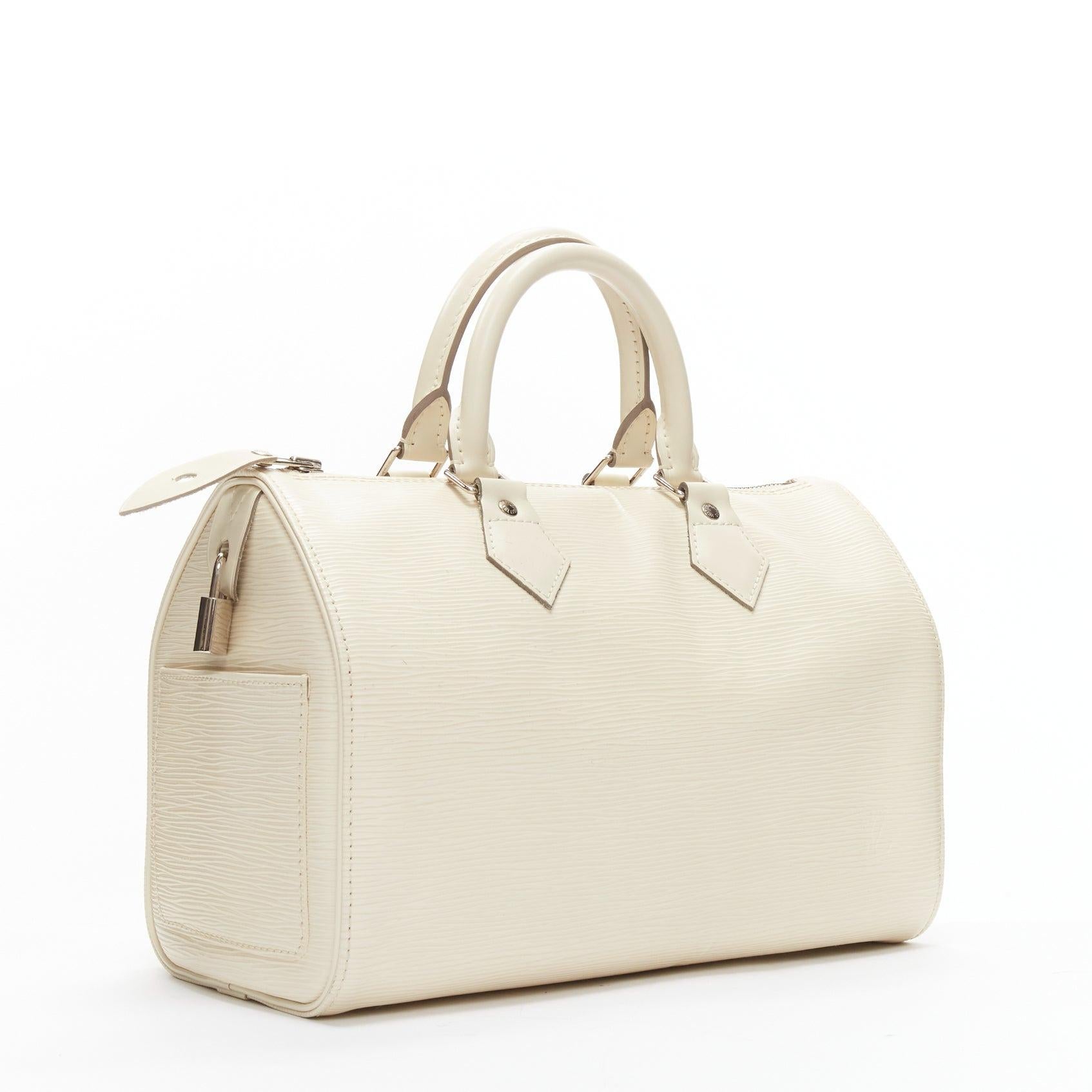 LOUIS VUITTON Speedy 25 ivory Epi leather top handle satchel bag In Good Condition In Hong Kong, NT