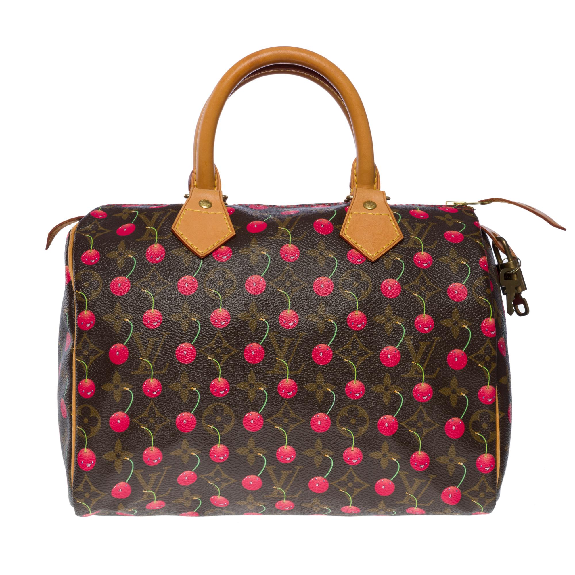 Louis Vuitton Speedy 25 Murakami limited edition handbag in brown canvas, GHW In Excellent Condition In Paris, IDF