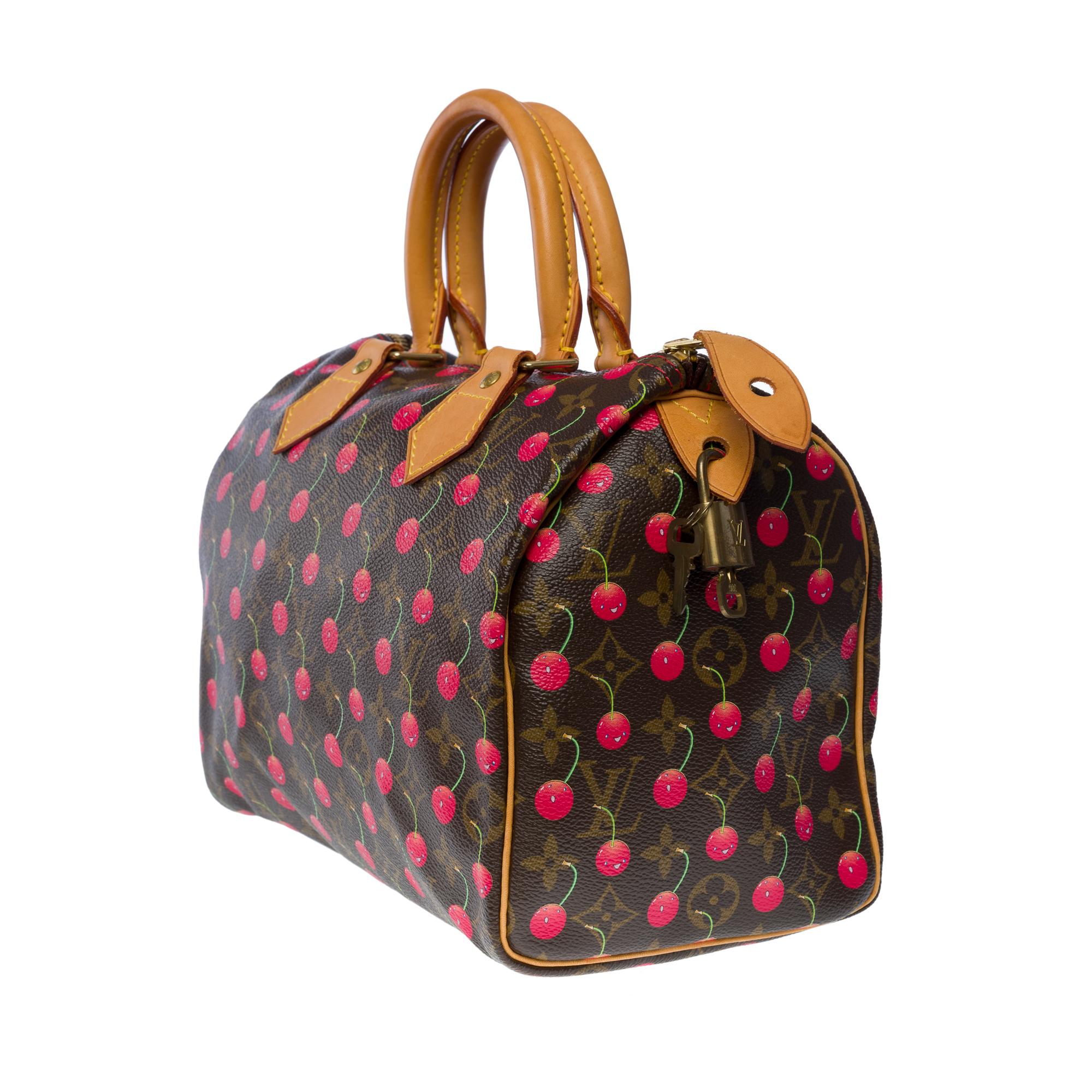 Women's or Men's Louis Vuitton Speedy 25 Murakami limited edition handbag in brown canvas, GHW